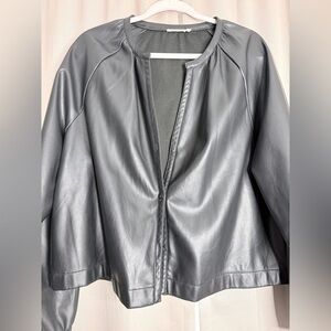 Faux Leather Women's Cardigan